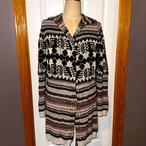 Mystree-Long Open Cardigan-Looseknit-Open-Fall Colors-Sz L